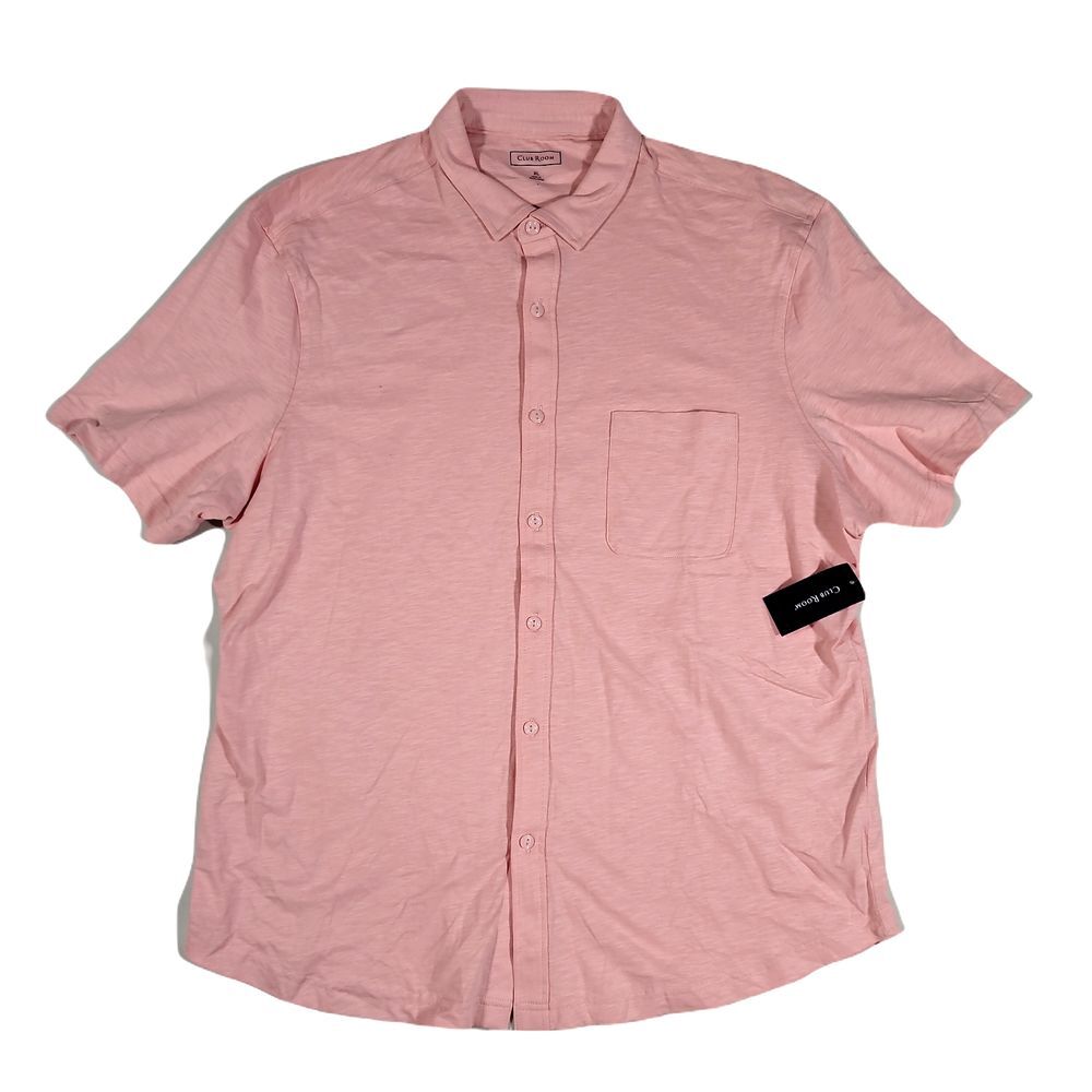 Club Room Textured-Knit Shirt Mens XL Ash Pink Regular-Fit NEW‎